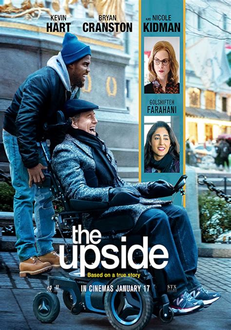 The Upside - 2017. (STX Entertainment) The Upside merupakan sebuah film yang disutradarai oleh Neil Burger. Film ini diperankan di antaranya oleh Kevin Hart, Bryan Cranston dan Nicole Kidman. Film ini menceritakan tentang seorang pria tua kaya raya yang memiliki keterbatasan fisik (lumpuh) bernama Phillip. Untuk membantu …